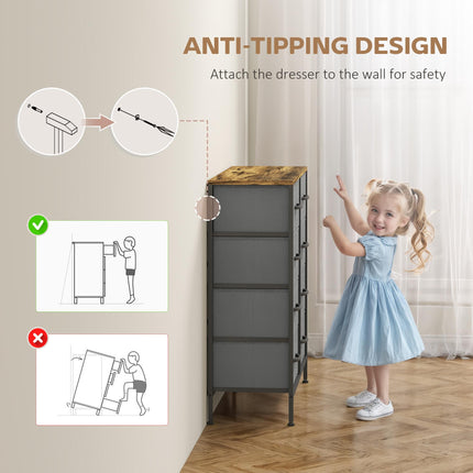Fabric Chest of Drawers Industrial Bedroom Dresser with 8 Fabric Drawers Steel
