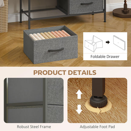 Fabric Chest of Drawers Industrial Bedroom Dresser with 8 Fabric Drawers Steel
