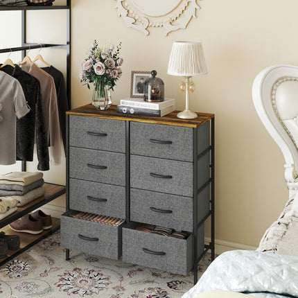 Fabric Chest of Drawers Industrial Bedroom Dresser with 8 Fabric Drawers Steel