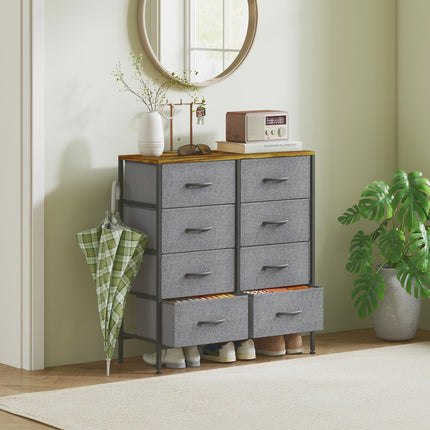 Fabric Chest of Drawers Industrial Bedroom Dresser with 8 Fabric Drawers Steel