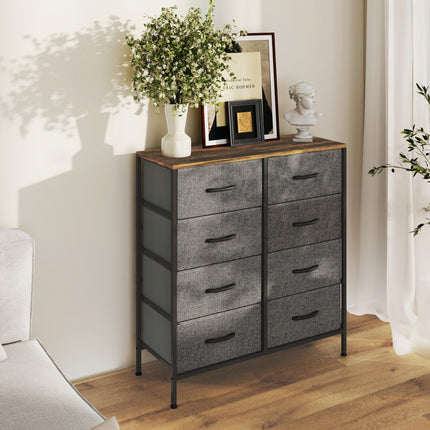 Fabric Chest of Drawers Industrial Bedroom Dresser with 8 Fabric Drawers Steel