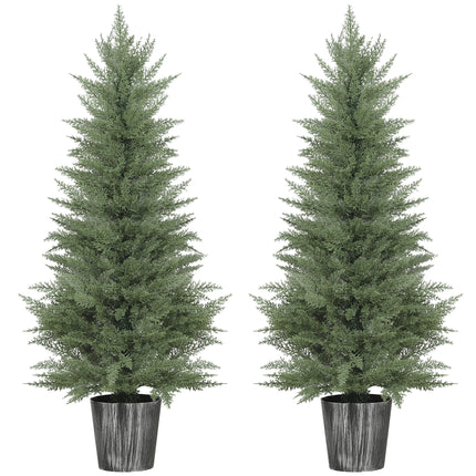 135cm Artificial Cypress Trees Set of 2, UV Resistant Artificial Plants with Decorative Pot, Fake Plants for Indoor Outdoor Decor, Green
