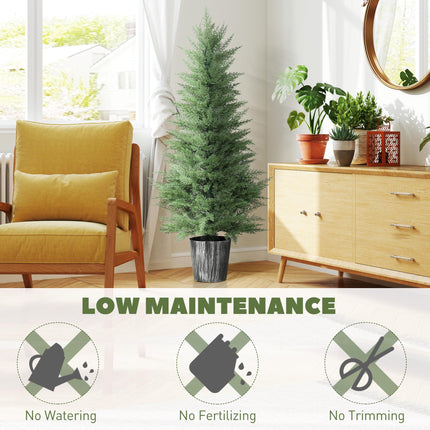 135cm Artificial Cypress Trees Set of 2, UV Resistant Artificial Plants with Decorative Pot, Fake Plants for Indoor Outdoor Decor, Green