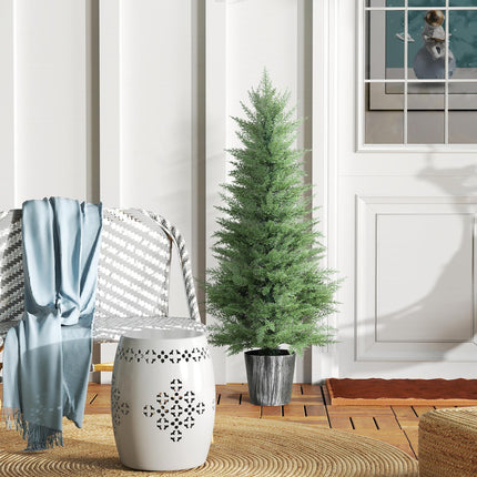 135cm Artificial Cypress Trees Set of 2, UV Resistant Artificial Plants with Decorative Pot, Fake Plants for Indoor Outdoor Decor, Green