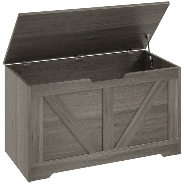 100L Home Storage Box, with Safety Hinges - Charcoal Grey