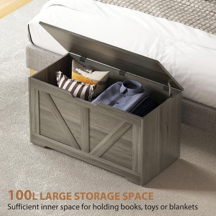 100L Home Storage Box, with Safety Hinges - Charcoal Grey