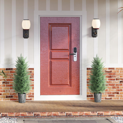 90cm Artificial Cypress Trees Set of 2, UV Resistant Artificial Plants with Decorative Pot, Fake Plants for Indoor Outdoor Decor, Green