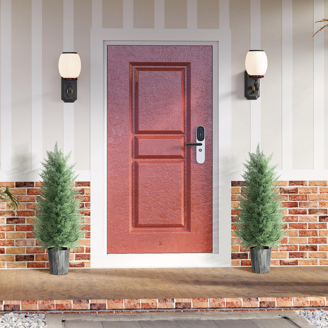 90cm Artificial Cypress Trees Set of 2, UV Resistant Artificial Plants with Decorative Pot, Fake Plants for Indoor Outdoor Decor, Green