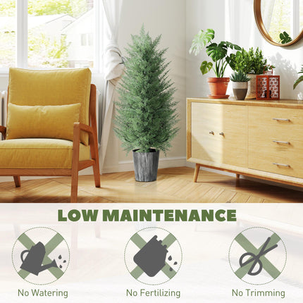 90cm Artificial Cypress Trees Set of 2, UV Resistant Artificial Plants with Decorative Pot, Fake Plants for Indoor Outdoor Decor, Green