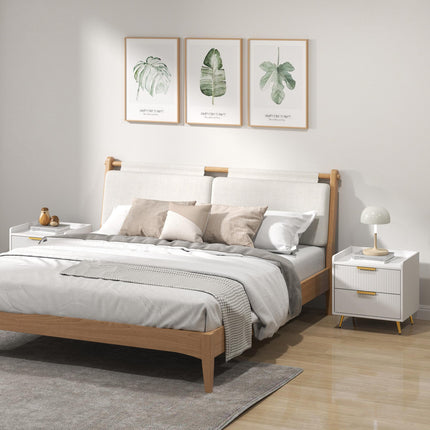 Elegant Two-Drawer Bedside Table Set of 2 - White