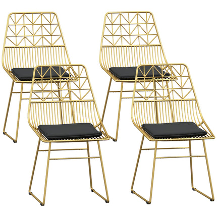 Luxurious Dining Chairs Set of 4, Metal Wire Kitchen Chair with Removable Velvet