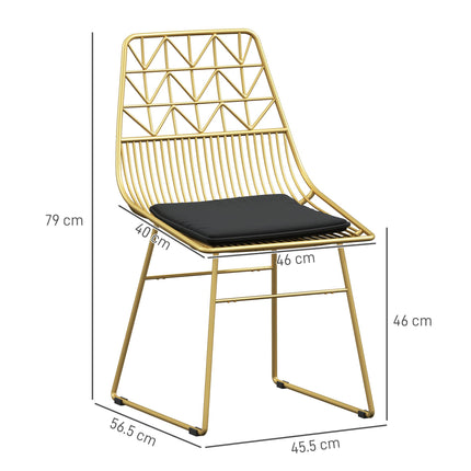 Luxurious Dining Chairs Set of 4, Metal Wire Kitchen Chair with Removable Velvet