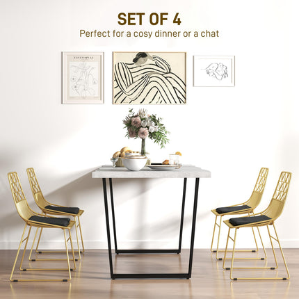 Luxurious Dining Chairs Set of 4, Metal Wire Kitchen Chair with Removable Velvet