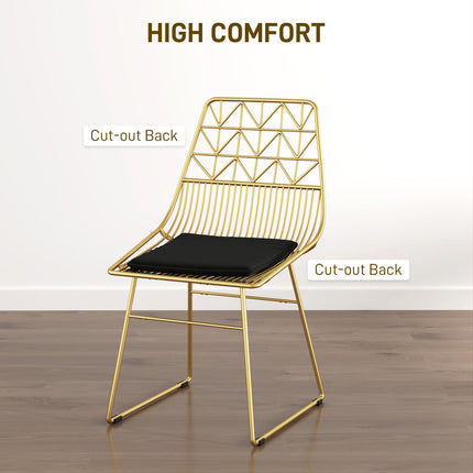Luxurious Dining Chairs Set of 4, Metal Wire Kitchen Chair with Removable Velvet