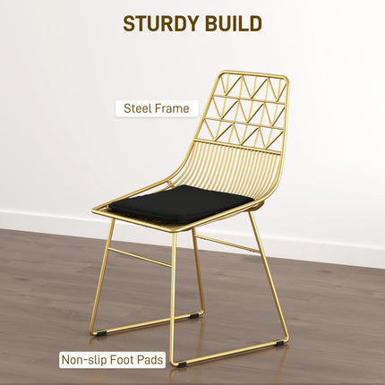 Luxurious Dining Chairs Set of 4, Metal Wire Kitchen Chair with Removable Velvet