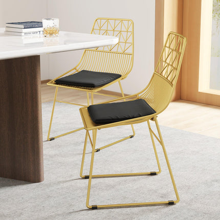 Luxurious Dining Chairs Set of 4, Metal Wire Kitchen Chair with Removable Velvet