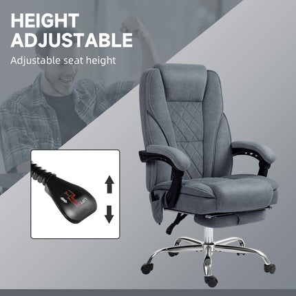 Massage Office Chair, Heated Reclining Computer Chair with Adjustable Height and Footrest, Dark Grey