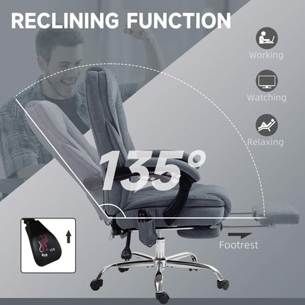 Massage Office Chair, Heated Reclining Computer Chair with Adjustable Height and Footrest, Dark Grey
