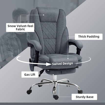 Massage Office Chair, Heated Reclining Computer Chair with Adjustable Height and Footrest, Dark Grey