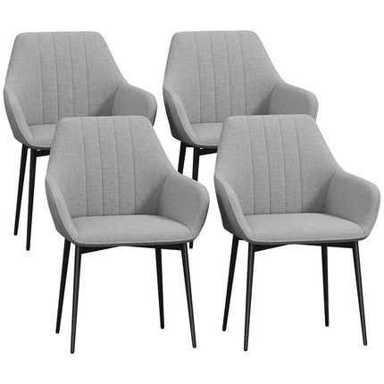 Dining Chairs Set of 4, Upholstered Linen Fabric Kitchen Chairs with Metal Legs