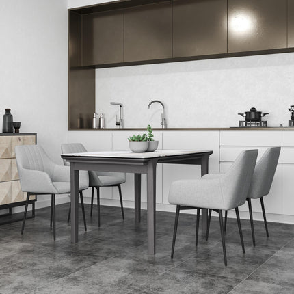 Dining Chairs Set of 4, Upholstered Linen Fabric Kitchen Chairs with Metal Legs
