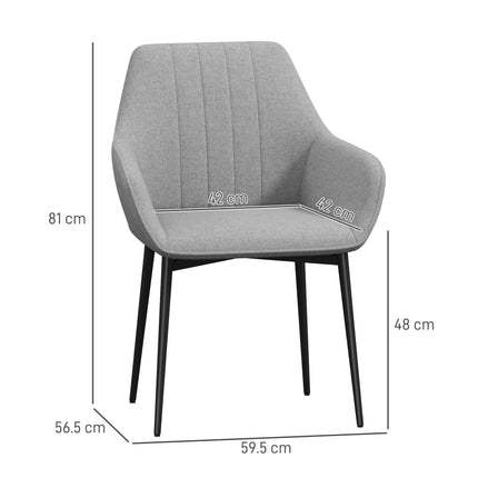 Dining Chairs Set of 4, Upholstered Linen Fabric Kitchen Chairs with Metal Legs