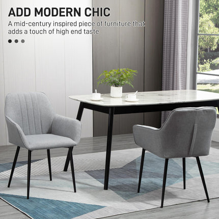 Dining Chairs Set of 4, Upholstered Linen Fabric Kitchen Chairs with Metal Legs