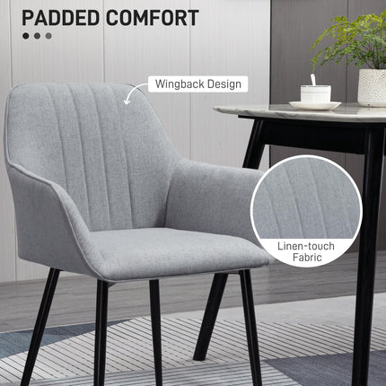 Dining Chairs Set of 4, Upholstered Linen Fabric Kitchen Chairs with Metal Legs