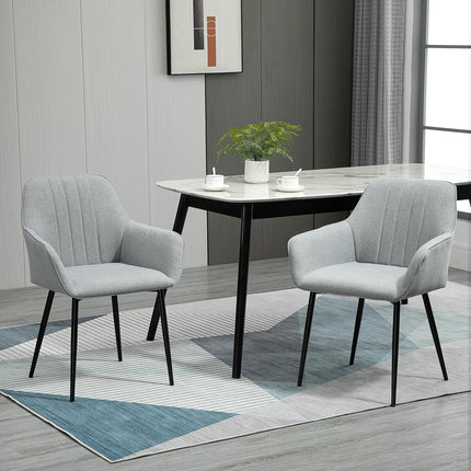 Dining Chairs Set of 4, Upholstered Linen Fabric Kitchen Chairs with Metal Legs
