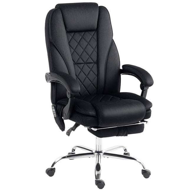 Massage Office Chair, Heated Reclining Computer Chair with Adjustable Height and Footrest, Black