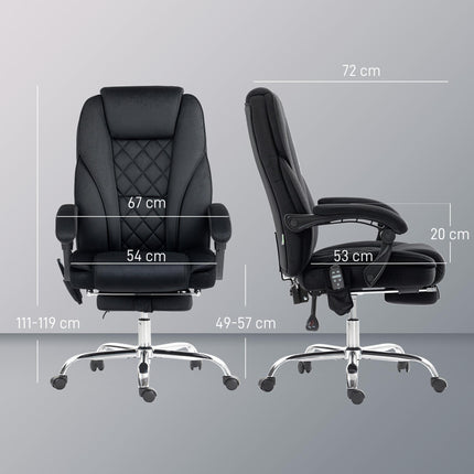Massage Office Chair, Heated Reclining Computer Chair with Adjustable Height and Footrest, Black