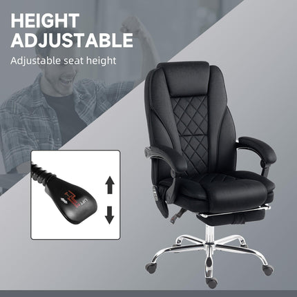 Massage Office Chair, Heated Reclining Computer Chair with Adjustable Height and Footrest, Black