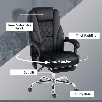 Massage Office Chair, Heated Reclining Computer Chair with Adjustable Height and Footrest, Black