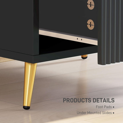 Elegant Two-Drawer Bedside Table Set of 2 - Black