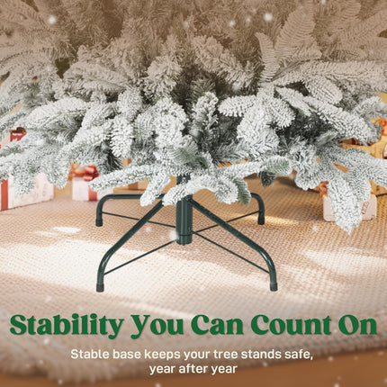 5 ft Artificial Flocked Christmas Tree with 717 Branches, Hinged Xmas Tree with Foldable Metal Stand, Easy Assembly for Home Office Decor
