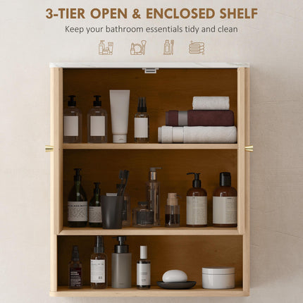 Bathroom Wall Cabinet with Adjustable Shelf - Oak
