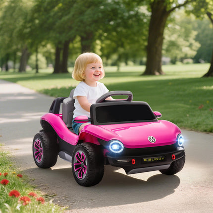Volkswagen Licensed Kids Electric Car with Remote Control for Ages 3-6 Years, Pink