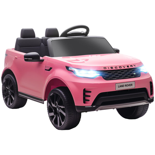Land Rover Discovery Licensed 12V Kids Electric Car with Remote, 4 Wheel Suspension, Slow Start, Lights, Music, Pink