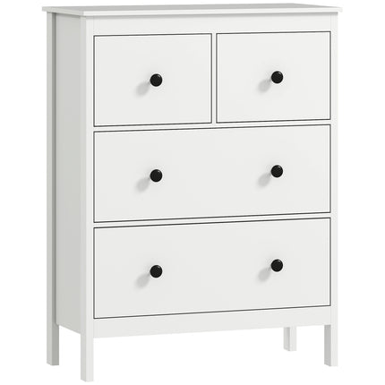 Modern Chest of Drawers, 4 Drawer Dresser Clothes Storage Organiser for Living Room, Hallway, Entryway, White