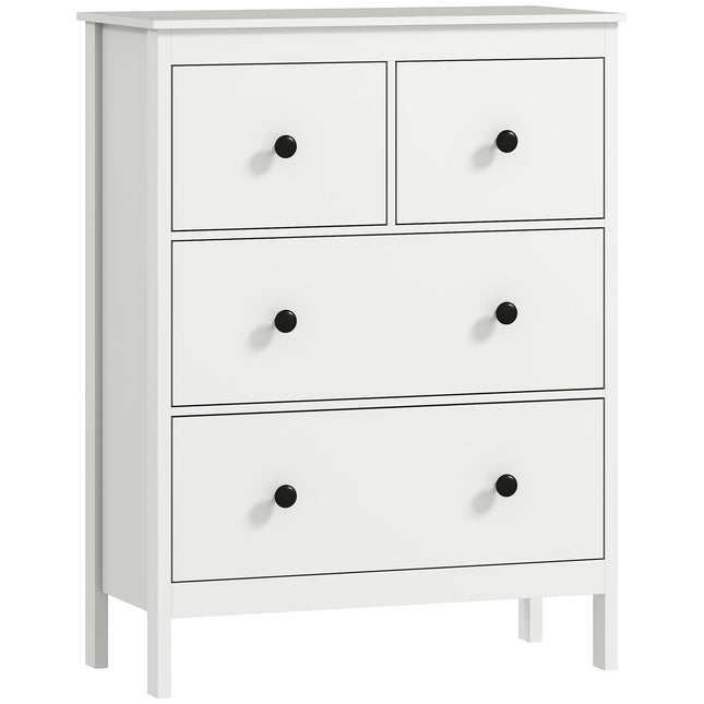 Modern Chest of Drawers, 4 Drawer Dresser Clothes Storage Organiser for Living Room, Hallway, Entryway, White