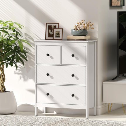 Modern Chest of Drawers, 4 Drawer Dresser Clothes Storage Organiser for Living Room, Hallway, Entryway, White