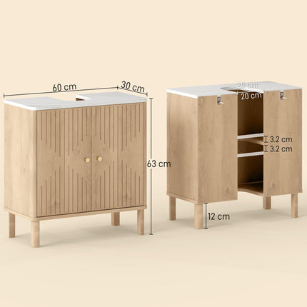 Under Sink Bathroom Cabinet for Basin without or with Pedestal - Oak