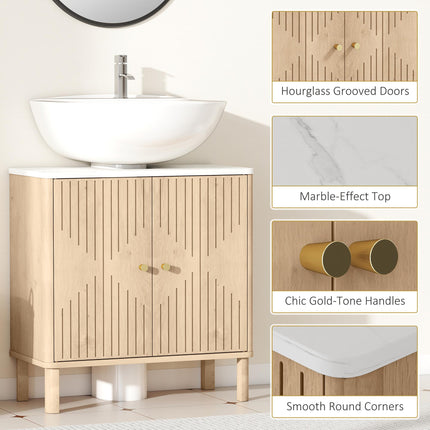 Under Sink Bathroom Cabinet for Basin without or with Pedestal - Oak