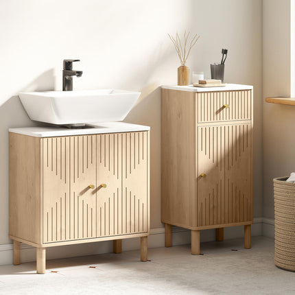 Under Sink Bathroom Cabinet for Basin without or with Pedestal - Oak