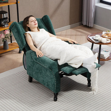 150° Reclining Vintage Armchair, with footrest - Dark Green