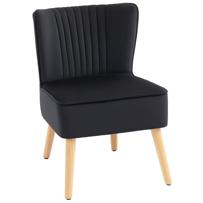 Modern Accent Chair, Fabric Living Room Chair with Rubber Wood Legs and Thick Pa