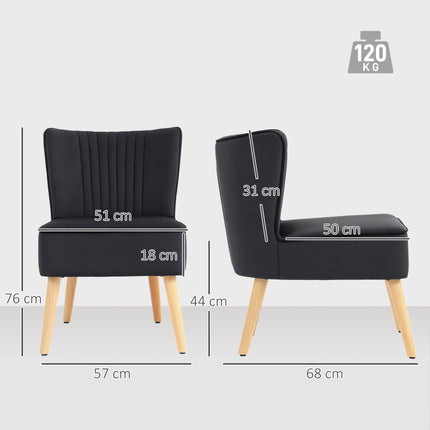 Modern Accent Chair, Fabric Living Room Chair with Rubber Wood Legs and Thick Pa
