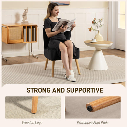 Modern Accent Chair, Fabric Living Room Chair with Rubber Wood Legs and Thick Pa