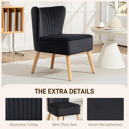 Modern Accent Chair, Fabric Living Room Chair with Rubber Wood Legs and Thick Pa