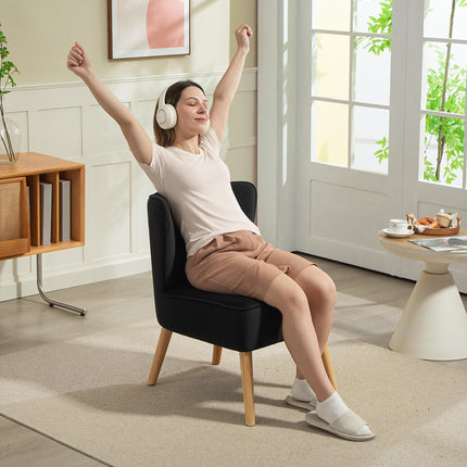Modern Accent Chair, Fabric Living Room Chair with Rubber Wood Legs and Thick Pa